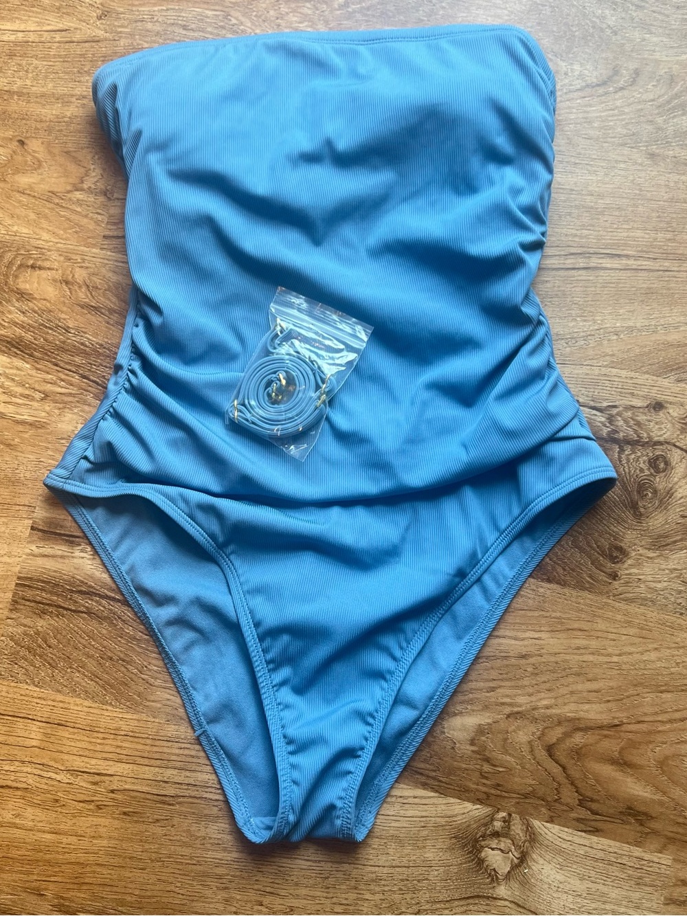 Shade & Shore Strapless One-Piece Swimsuit in Sky Blue